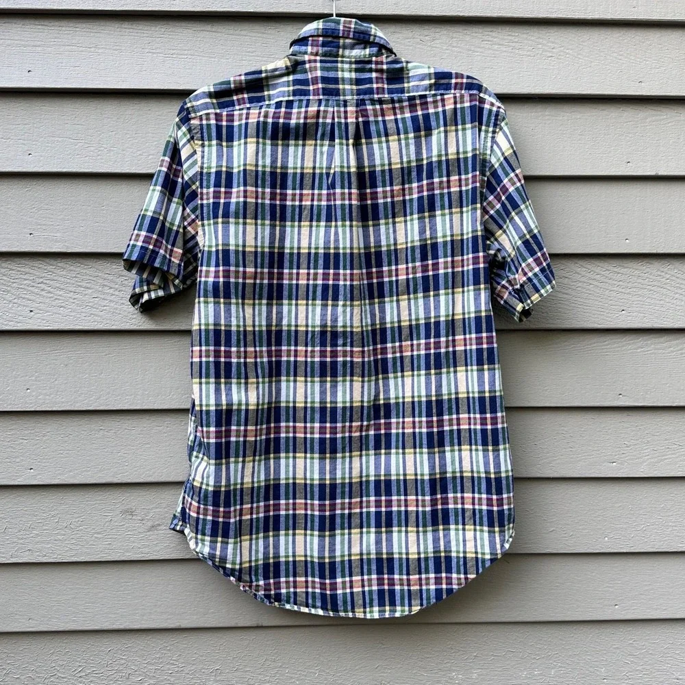 Ralph Lauren Mens Medium Plaid Button Down Short Sleeve Casual Shirt
